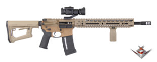 High-performance tactical rifle with advanced optics and modular handguard.