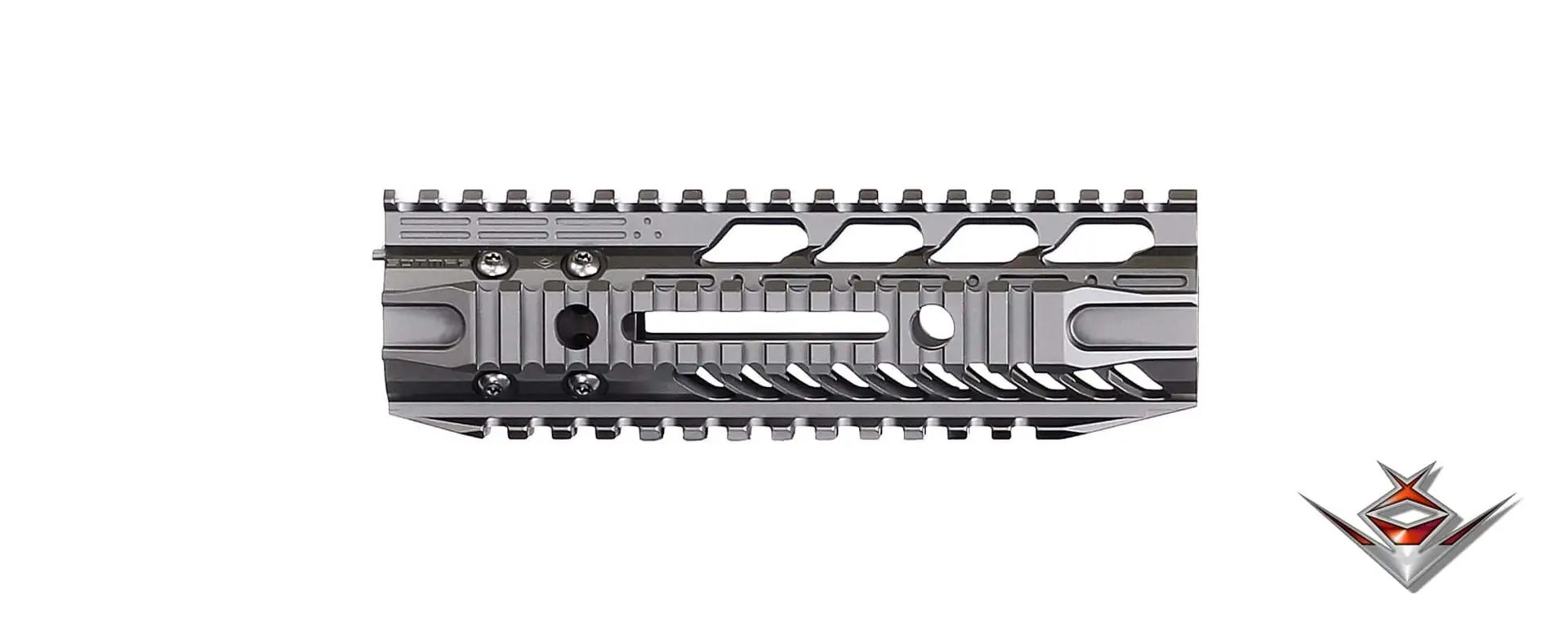 Custom rifle handguard with tactical rail system for precision shooting.